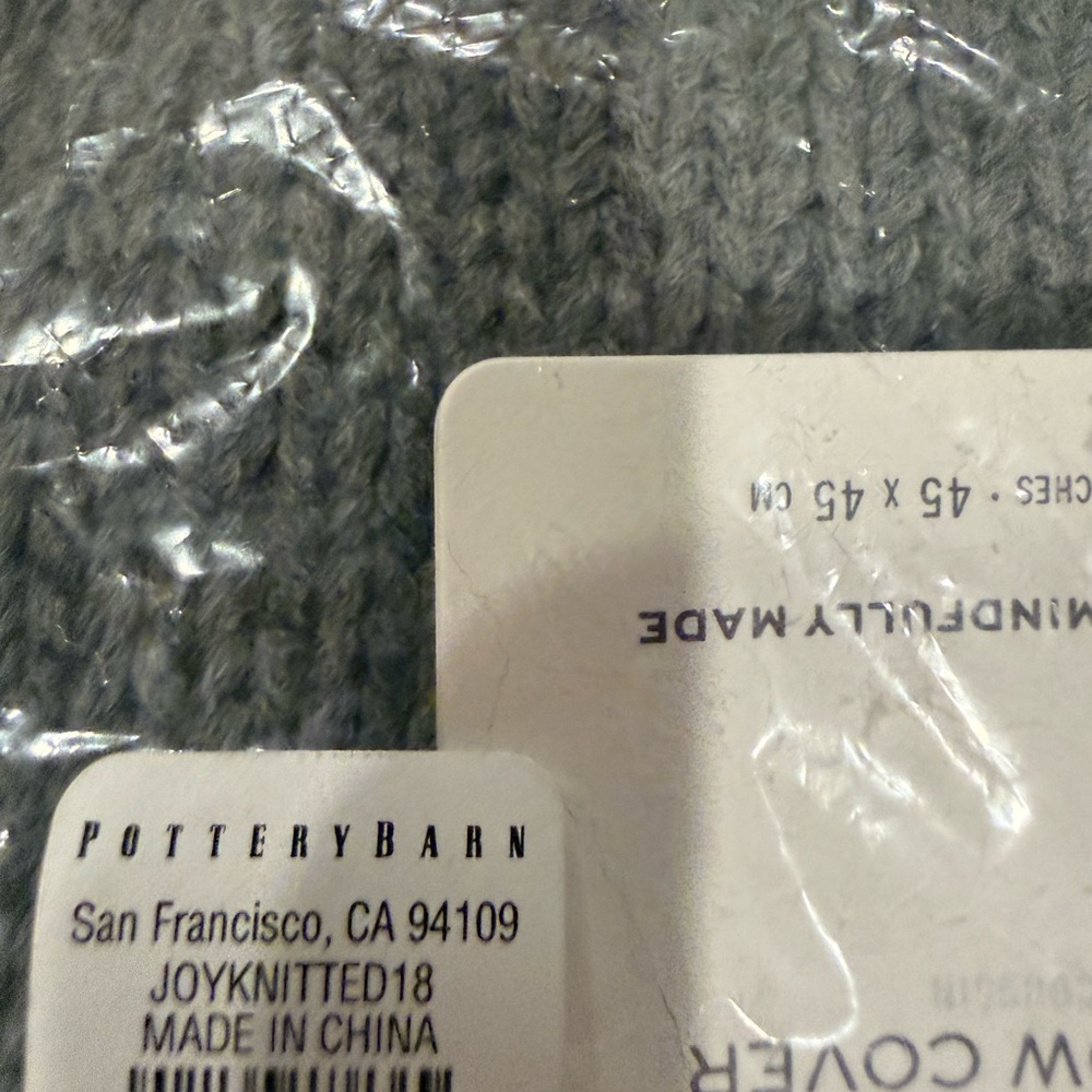 Pottery Barn Knitted JOY Sentiment Pillow Cover Rare Sold Out New In Plastic - Picture 5 of 5